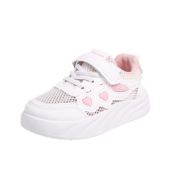 Dječje bijele tenisice za trčanje, unisex, s Velcro zatvaračem, mekani đon, niskog profila, prozračne