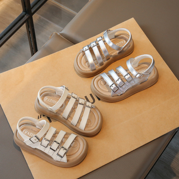 Dječje sandale za djevojčice, ljeto 2026, mek đon, plažne sandale, zatvaranje Velcro, protuklizna podloga, zatvoren vrh, gladiatorskog stila