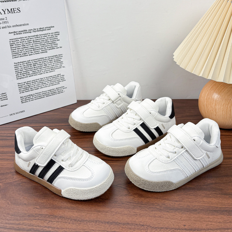 Dječje tenisice s Velcro kopčanjem – bijele, udobne, sintetička koža, unisex, mekana potplata, uzrast 4–12, jesen 2025