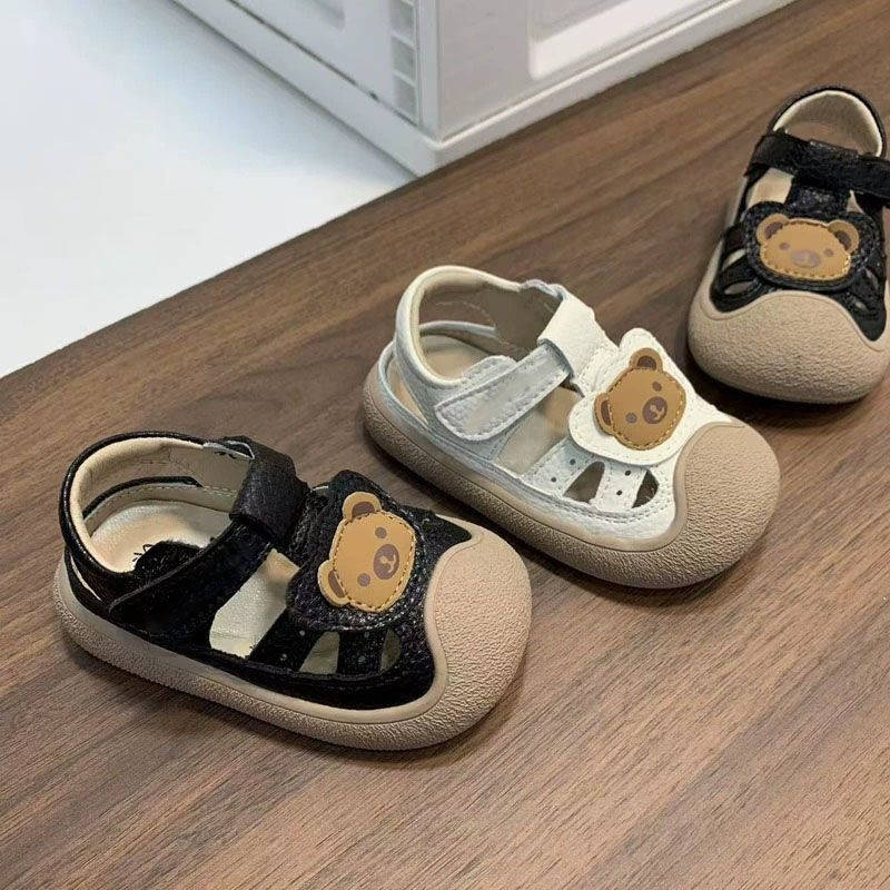 Ljetne sandale za bebe i malu djecu, zatvoren prst, mekana podloga, unisex cipele za hodanje, sladak dizajn medvjedića