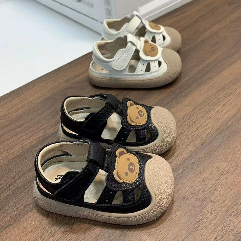 Ljetne sandale za bebe i malu djecu, zatvoren prst, mekana podloga, unisex cipele za hodanje, sladak dizajn medvjedića