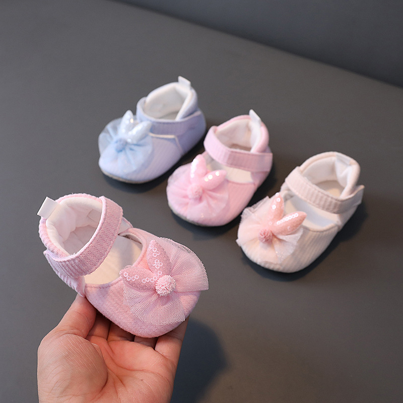 Baba hercegnő cipő hálós masnival, puha talppal, tanuló járáshoz, Velcro-zár, 0–15 hónapig