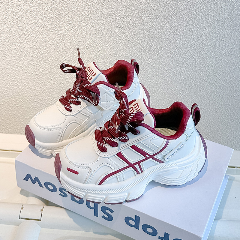 Dječje tenisice za sport s mekanom potplatom, stil dad sneakers, proljeće–jesen 2026, bijele svakodnevne trkačke tenisice za djecu 4–12 godina