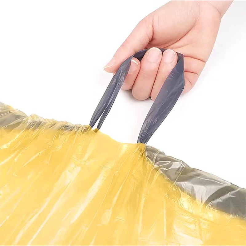 Vreće za smeće s vrpcom za kućnu upotrebu – debele, izdržljive, za kuhinju i kupaonicu, HDPE plastične vrećice s automatskim zatvaranjem