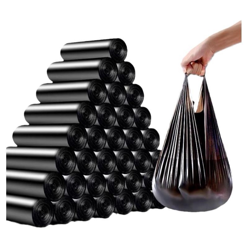Crne vreće za kućanske otpadke, s pločatim otvorom, prijenosne, 100 komada, HDPE, jednokratne upotrebe, rolo pakiranje, univerzalna primjena