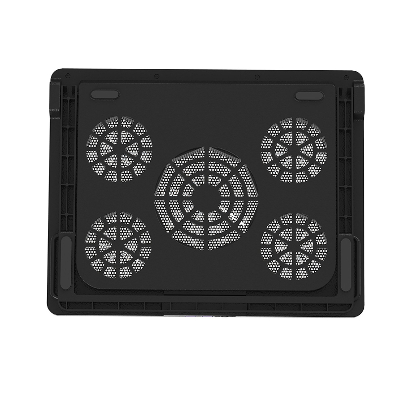 Ötventilátoros laptop hűtőpad, több irányban állítható, dupla kapcsoló gaming notebookhoz