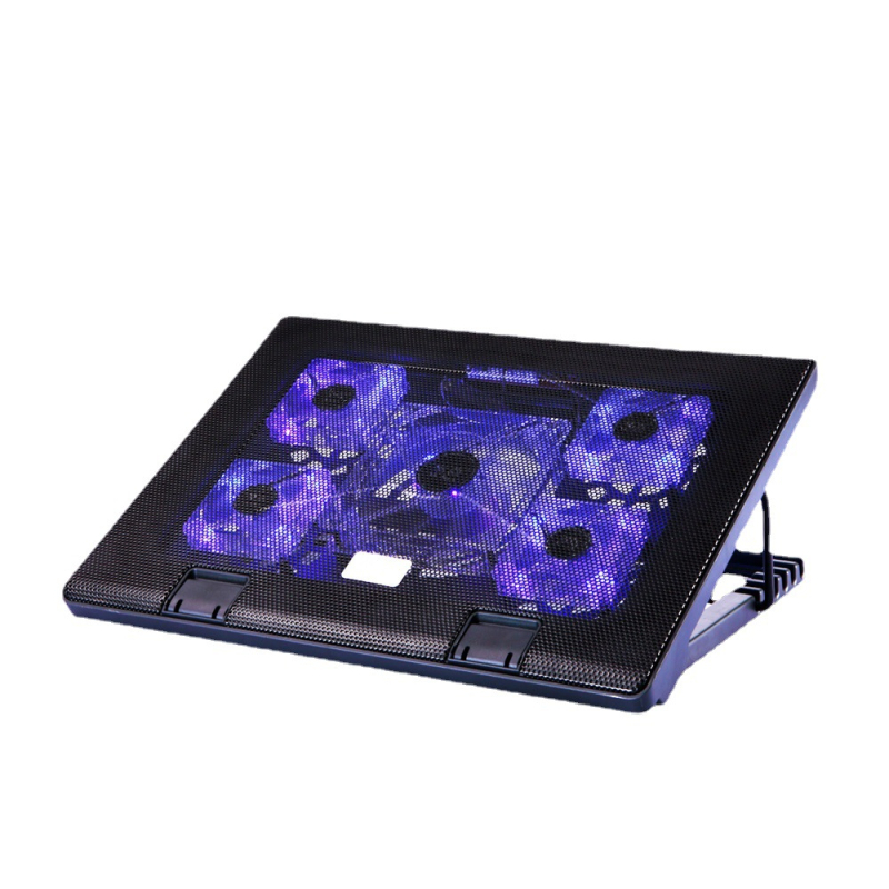 Ötventilátoros laptop hűtőpad, több irányban állítható, dupla kapcsoló gaming notebookhoz