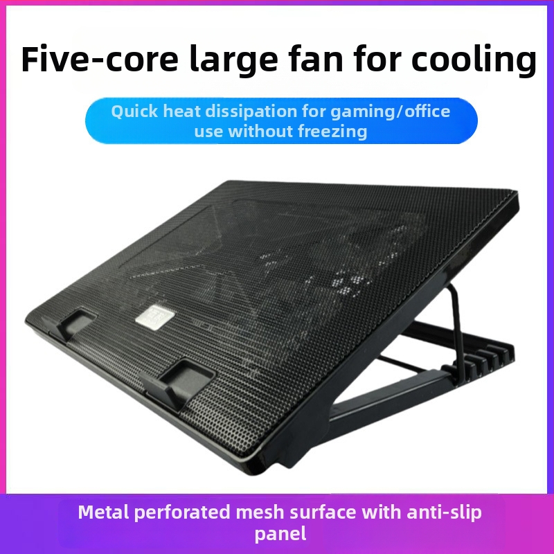 Chladič na notebook s piatimi ventilátormi, stojan s nastavením viacuhlového prúdu vzduchu pre hranie