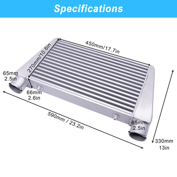 Autó intercooler, univerzális, 450x270x66 mm, cső típusú