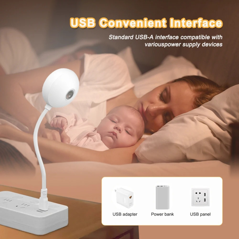3MP Γκραφίτι USB λαμπτήρας με εσωτερική Wi-Fi κάμερα για έξυπνο σπίτι - Plug and Play παρακολούθηση μωρού