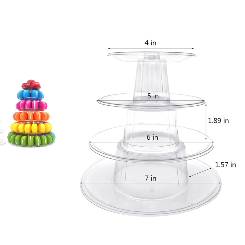 Stand cu 4 etaje pentru macarons, suport pentru tort de nuntă, afișaj pentru deserturi