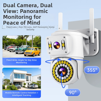 4G kamera 360° bezdrôtové monitorovanie s dvojitým displejom, domáci HD monitor, 360° nočná vízia