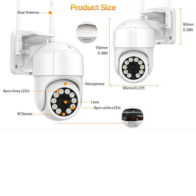 Camhipro kültéri WiFi megfigyelő kamera éjjellátó infravörös, 1080p