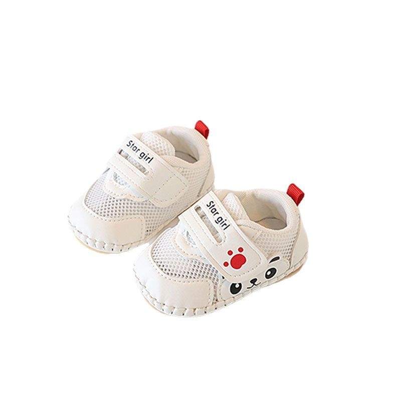 Baba légáteresztő hálós cipő puha talppal, Velcro-zár, mesefigurás mintával, alacsony szárú, 0–15 hónapos, uniszex