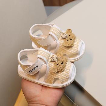 Baba szandál nyári, könnyű gyapot felsőrész, puha talp, légáteresztő, csúszásmentes, Velcro-zárás, 0–15 hónap