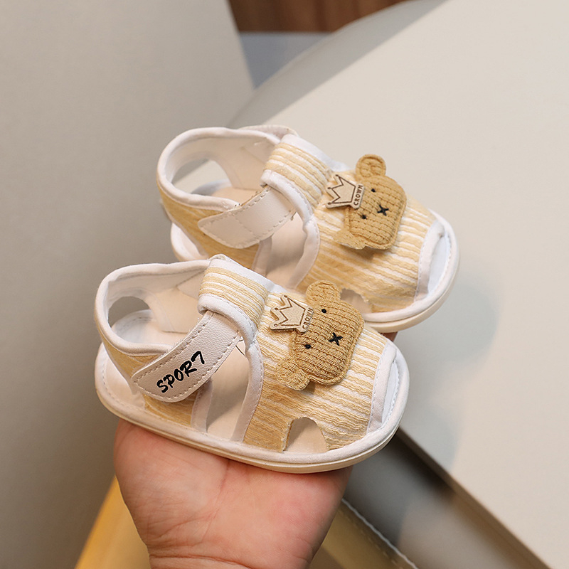 Baba szandál nyári, könnyű gyapot felsőrész, puha talp, légáteresztő, csúszásmentes, Velcro-zárás, 0–15 hónap
