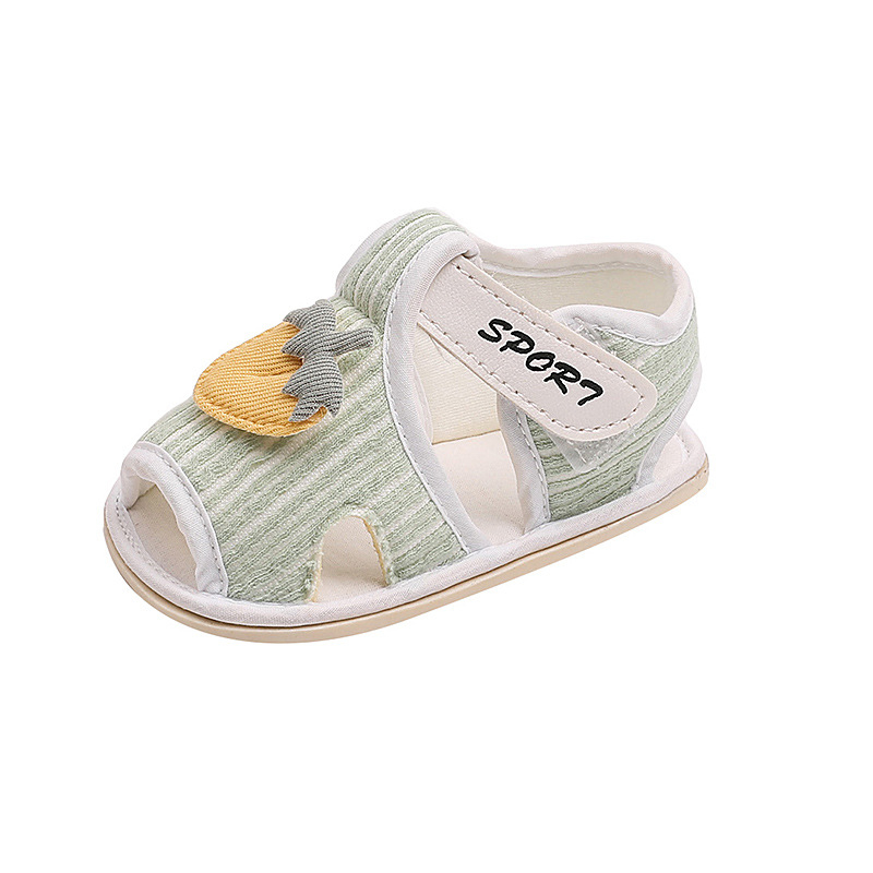 Baba szandál nyári, könnyű gyapot felsőrész, puha talp, légáteresztő, csúszásmentes, Velcro-zárás, 0–15 hónap