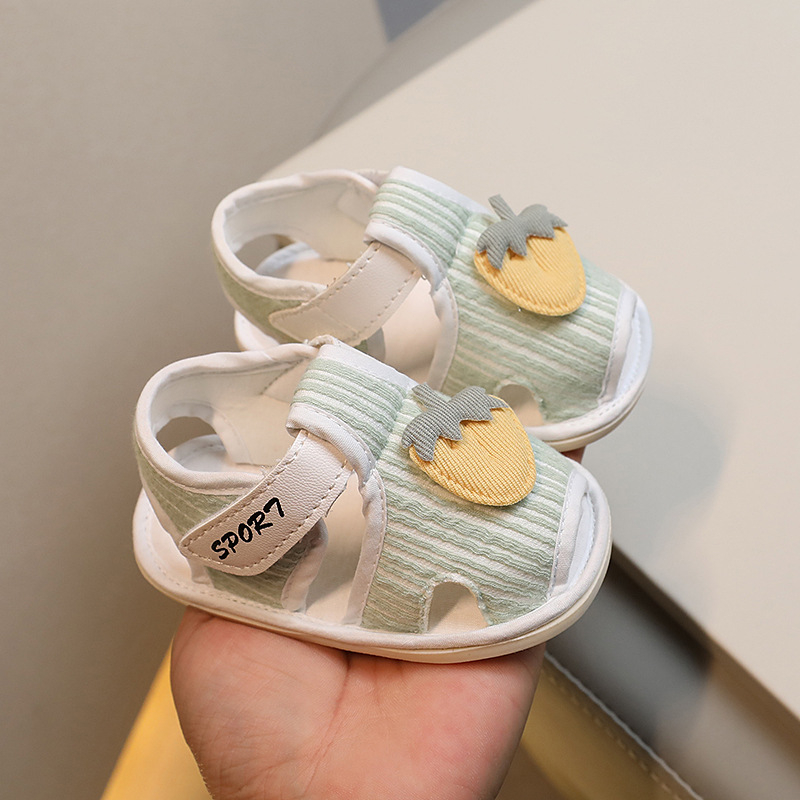 Baba szandál nyári, könnyű gyapot felsőrész, puha talp, légáteresztő, csúszásmentes, Velcro-zárás, 0–15 hónap