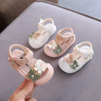 Ljetne bebine sandale za bebe 6-12 mjeseci i 12-36 mjeseci, mekana potplata, Velcro zatvarač, stil princeze s cvjetnim uzorkom, protuklizna podloga