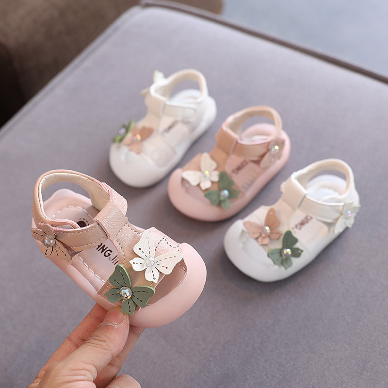 Ljetne bebine sandale za bebe 6-12 mjeseci i 12-36 mjeseci, mekana potplata, Velcro zatvarač, stil princeze s cvjetnim uzorkom, protuklizna podloga