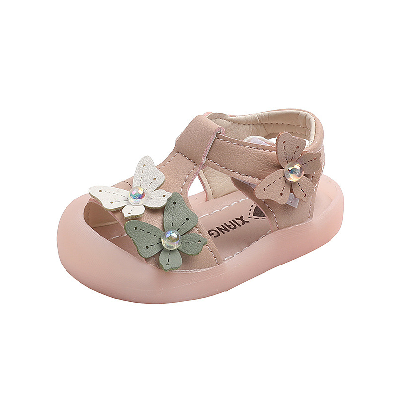 Ljetne bebine sandale za bebe 6-12 mjeseci i 12-36 mjeseci, mekana potplata, Velcro zatvarač, stil princeze s cvjetnim uzorkom, protuklizna podloga