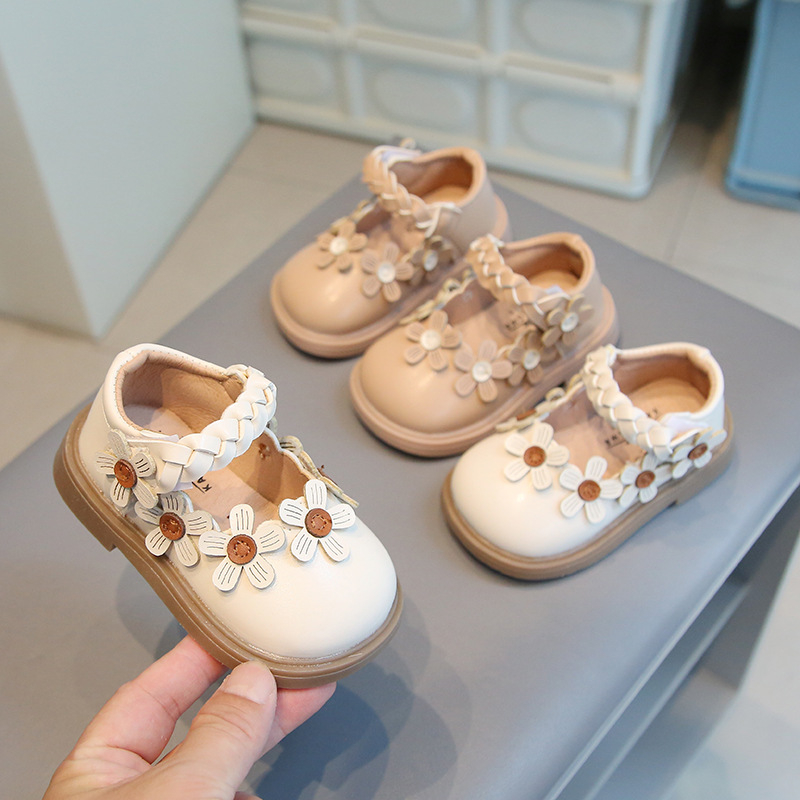 Cipele za prve korake za bebe djevojčice – mekana potplata, cvjetni dezen, princeza stil, PVC materijal