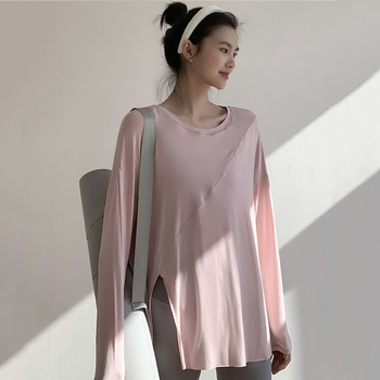 Női Slim-Fit gyorsan száradó jóga felső, hosszú ujjú, lélegző viszkóz (rayon) keverék, 95% viszkóz és 5% spandex