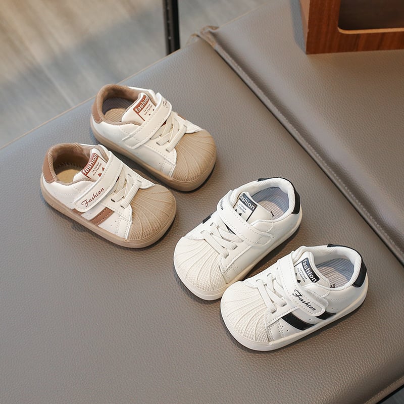Bijele dječje tenisice za 12–36 mjeseci, mekana potplat, Velcro zatvarač, kožni panel, unisex, korejski stil, proljeće-jesen