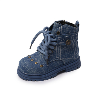 Unisex čizme Martin do sredine potkoljenice, jesen-zima 2025, denim retro stil, gornji dio od mikrovlaknaste kože, gumena potplat, bočni zatvarač