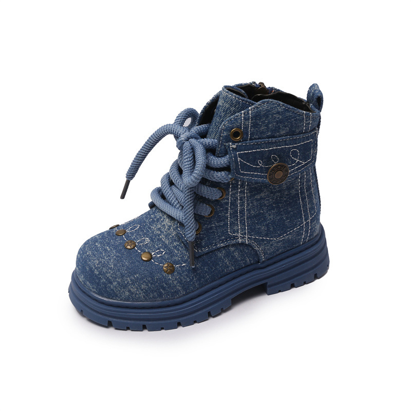 Unisex čizme Martin do sredine potkoljenice, jesen-zima 2025, denim retro stil, gornji dio od mikrovlaknaste kože, gumena potplat, bočni zatvarač