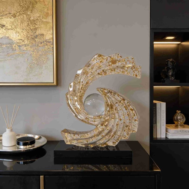 Ornament decorativ din rășină auriu pentru living, stil nordic