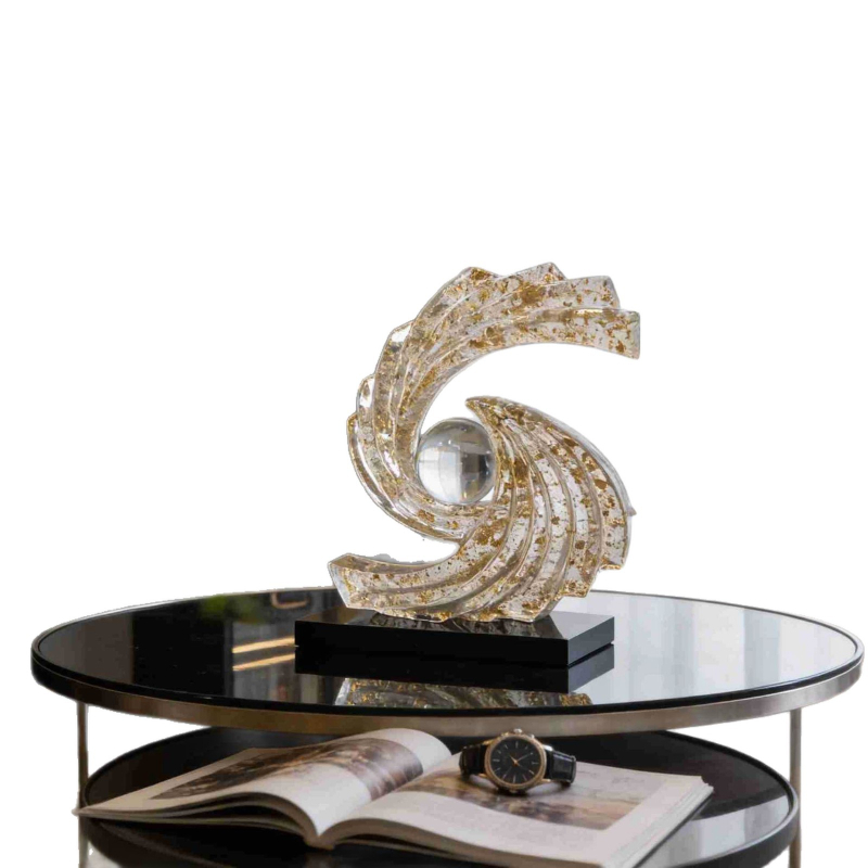 Ornament decorativ din rășină auriu pentru living, stil nordic