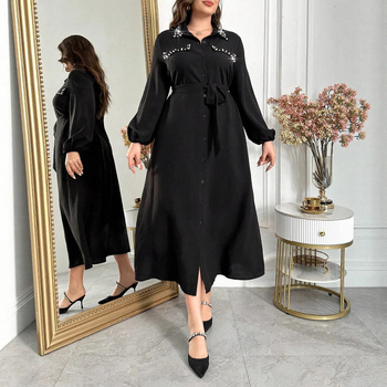Rochie în stil Hepburn și Chanel, neagră, lungă, în croială A-line cu talie subliniată pentru primăvară-toamnă