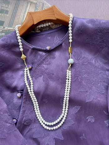 Embrodirana jacquard majica s 3/4 rukavima, moderan kinesko-zapadni stil, proljetna opuštena silueta