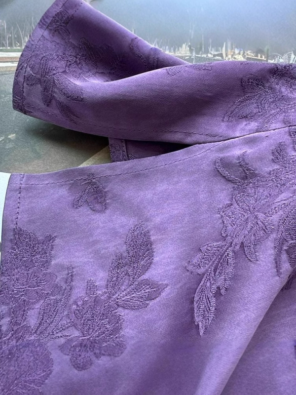 Embrodirana jacquard majica s 3/4 rukavima, moderan kinesko-zapadni stil, proljetna opuštena silueta