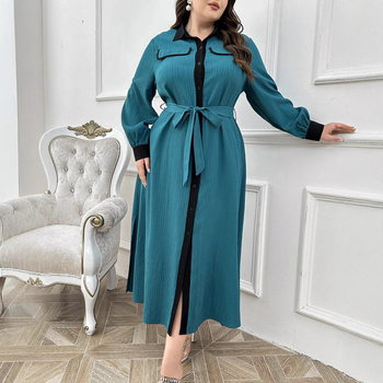Rochie-cămașă retro, blocuri de culoare, pentru femei, lungime midi până la genunchi, toamna 2025, talie definită, stil elegant matur.