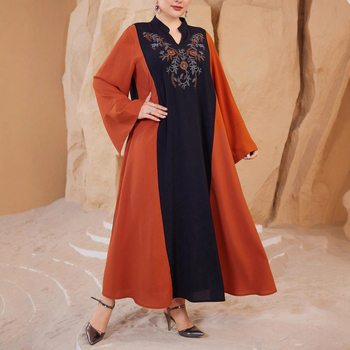 În stoc: rochie lungă brodată, stil etnic, elegantă pentru femei plus size – croială dreaptă, rochie de seară lungă