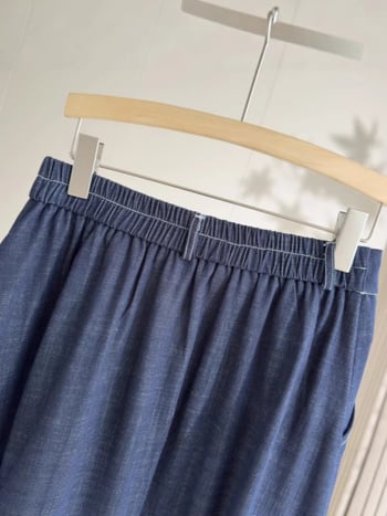 Imitacijska džins veste, bijela košulja i suknja — ženski trodijelni poslovni komplet za proljeće, od tencel pamuka.