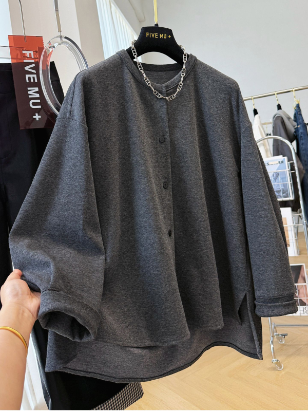Plus-size 120 kg retro mekani velur kardigan s dugim rukavima, srednje duljine, za žene, korejski stil za svakodnevno slojevito nošenje