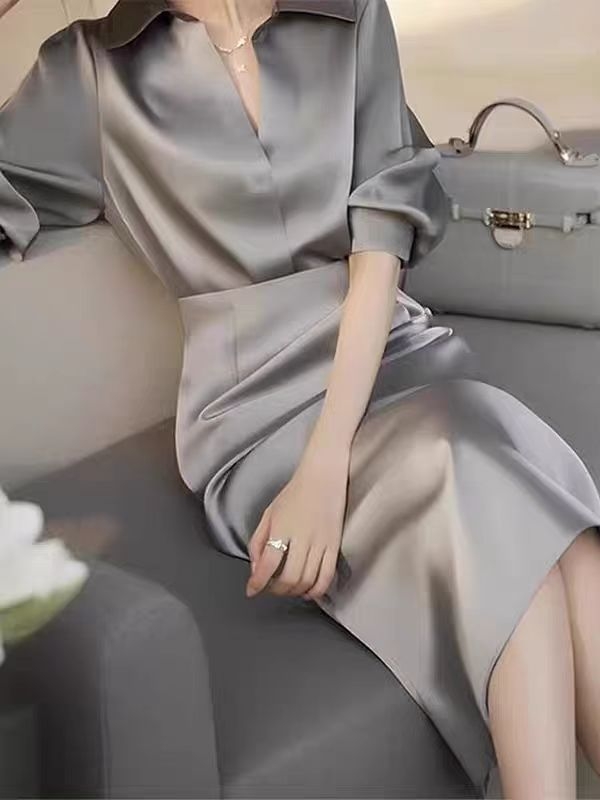 Francuskog stila, visokokvalitetni ženski dvodijelni set s dugom suknjom, elegantan i svestran.