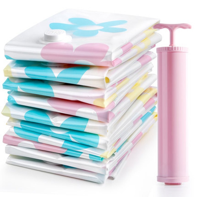 Storage Doctor Sac de vid pentru compresie – design cu floarea-soarelui, 2224, extra-large, cu pompă pentru pătură și haine
