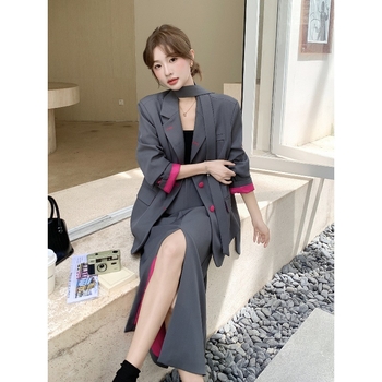 Korejski stil, set sakoa i suknje, dva dijela, za žene, proljeće i jesen, elegantan izgled
