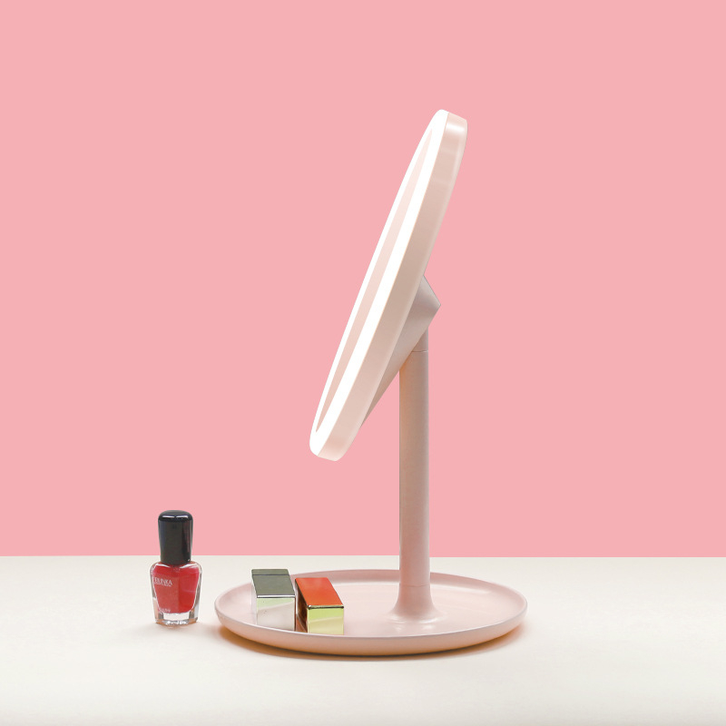 Prilagođeno LED stolno ogledalo za šminku s pretincom za pohranu, jednostrano, USB punjenje
