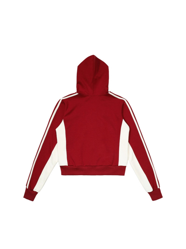 Američka retro hoodica jakna s perlama i kontrastnim bojama, za žene, 2025 sportski stil
