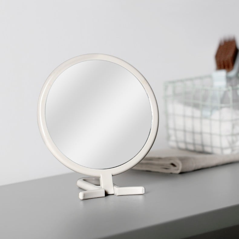 Oglindă de machiaj 3D, pliabilă, cu mâner de birou, poate fi agățată, portabilă și ușor de depozitat, circulară, potrivită pentru studenți și pentru ambele sexe