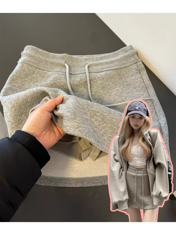 Lxxlulu Siva ribana haljina s kratkom suknjom, proljetno–jesenski gradski stil