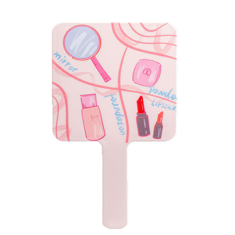 Kvadratno ogledalo za šminkanje s držalom, prijenosno ručno i stolno ogledalo, slatko aluminijsko ogledalo