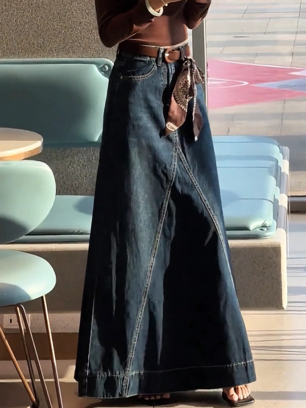 Proljeće 2026: vitka retro A-linijska denim suknja, svestrana, žena, inspirirana korejskim stilom