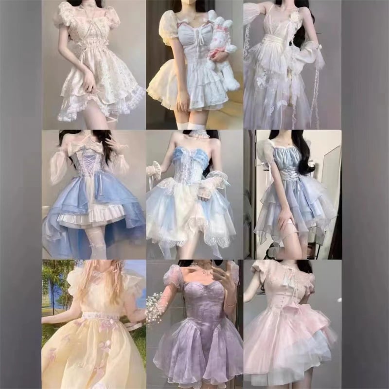 Šifon haljina s floralnim uzorkom, svjež stil, ljeto 2024, korejski nadahnut stil, A-linija midi dužine, V izrez, kratki rukavi, elastični struk