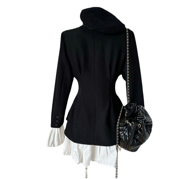 Plus-size haljina s francuskim šavom i patchworkom, kontrastne boje, zvonasti rukavi, V-izrez, A-linijski kroj, poliester